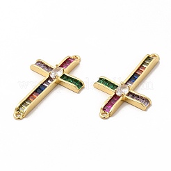 Подвески из латуни с покрытием из латуни и кубическим цирконием KK-G456-03G