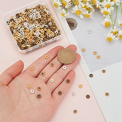 600 шт. 4 цвета тибетские бусины из сплава ромашки разделительные бусины&nbsp;TIBEB-SP0001-18