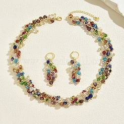 Комплекты ожерелий и серег из круглых бусин из железа и пластика для женщин IU1293