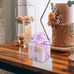 Прозрачные подарочные коробки для упаковки конфет из ПВХ с лентой и искусственным цветком&nbsp;CON-TAC0001-20E