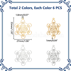 12 шт. подвески из нержавеющей стали 201 двух цветов&nbsp;STAS-UN0059-74