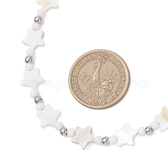 2 шт. 2 варианта ожерелий из натуральных белых ракушек и латунных бусин в форме луны и звезды&nbsp;NJEW-JN05854