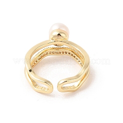 Женское круглое кольцо на палец с натуральным пресноводным жемчугом RJEW-C090-04G