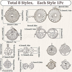 8 шт. 8 стиля подвески из латуни и сплава с полой клеткой KK-SC0004-30