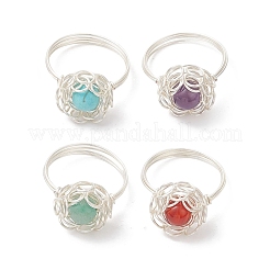 4 шт. 4 стильных кольца с драгоценными камнями&nbsp;RJEW-TA00235-02