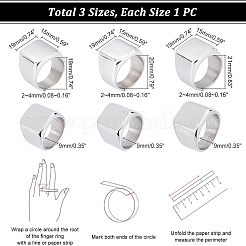 3 шт. 3 размера прямоугольных перстней-печаток из нержавеющей стали 304 RJEW-UN0001-26P