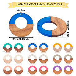 18шт 9 цвета подвески из смолы и ореха&nbsp;RESI-BT0001-07