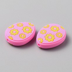 Пасхальное яйцо с цветочным узором пищевые экологически чистые силиконовые бусины SIL-CJC0007-11A