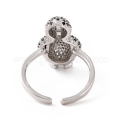 Открытое кольцо-манжета с кубическим цирконием и пингвином&nbsp;RJEW-G283-02P