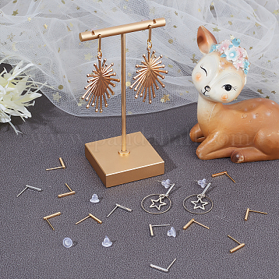 40 шт. 2-х цветная латунная фурнитура для сережек-гвоздиков KK-BBC0002-80-1