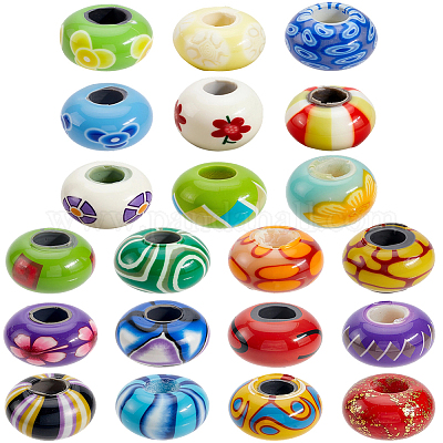 50 шт. европейские бусины из полимерной глины ручной работы CLAY-PA0001-11-1