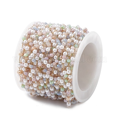 Цепочки из бусин из искусственного жемчуга из стекла и абс CHS-P016-44G-1