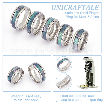 5 шт. 5 стиля 201 нержавеющая сталь перстень для мужчин RJEW-UN0002-98-1