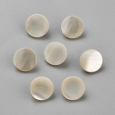 Круглые пуговицы на ножке из ракушки BUTT-WH0012-16B-1