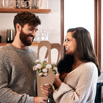 24 шт. 2 стиля портативных подарочных пакетов для цветов из крафт-бумаги CARB-NB0001-10-1