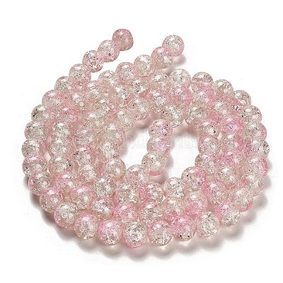 Розовый и четкие треск стекла круглые бусины нити X-CCG-Q002-10mm-01-1