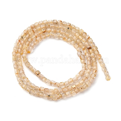 Нити бусин из натурального золота с рутилированным кварцем G-B142-C03-2x2mm-1