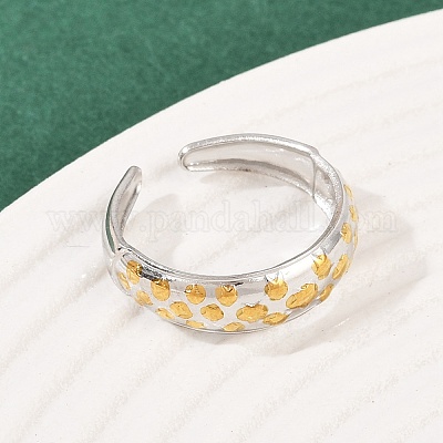 Двухцветные манжетные кольца из нержавеющей стали 304 RJEW-S635-01GP-08-1