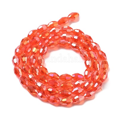 Прозрачные стеклянные бусины гальваническим пряди EGLA-A037-T6x8mm-B09-1