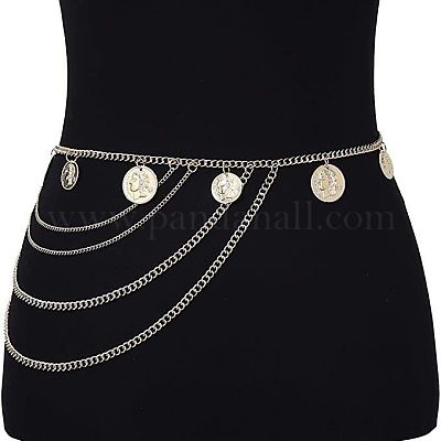 Многослойные цепочки из сплава в форме монеты для женщин на талию FS-WG18420-01-1