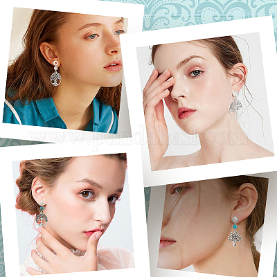 80 шт. 4 стиля фурнитуры для сережек-гвоздиков из нержавеющей стали в форме ромба STAS-SC0006-59-1