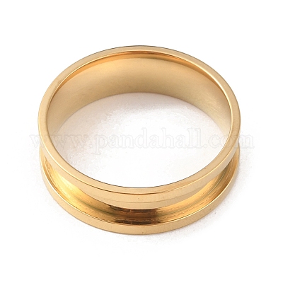 Кольцо для пальца из нержавеющей стали 201 с рифлением RJEW-WH0004-32G-G-1