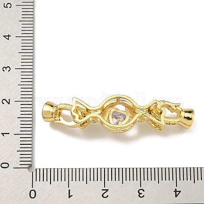 Латунные микро проложить кубического циркония раз за застежками KK-U037-41G-01-1