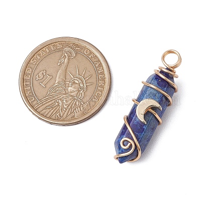 2 шт. 2 стиля подвески из натурального лазурита с двойными концами и острыми концами PALLOY-JF03122-04-1