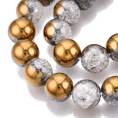 Гальванизированные нити стеклянных бусин с эффектом кракле X-EGLA-N014-10mm-04-1