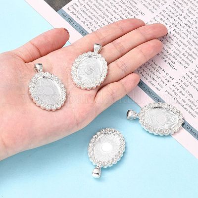 Сеттинги горный хрусталь кулон кабошон овальной формы сплава ALRI-T354-01S-1