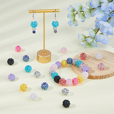 72шт 12 цвета смоляные бусины со стразами RESI-DC0001-37-1