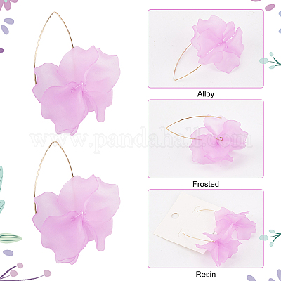 9 пара двухцветных акриловых сережек-цветочков EJEW-AN0001-44-1