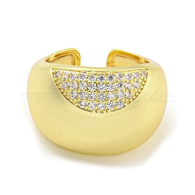 Латунные кольца из манжеты с прозрачным цирконием RJEW-L113-005G-1