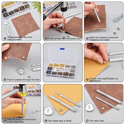 Железные заклепки с двойной крышкой и наборы инструментов для установки DIY-WH0167-65-1