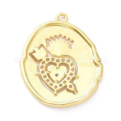 Латунные микропаве прозрачные подвески с фианитом ZIRC-P085-23G-1