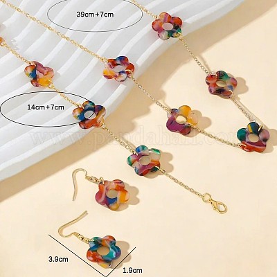 Комплект украшений из цветочного сплава и акрила FS-WG36751-01-1
