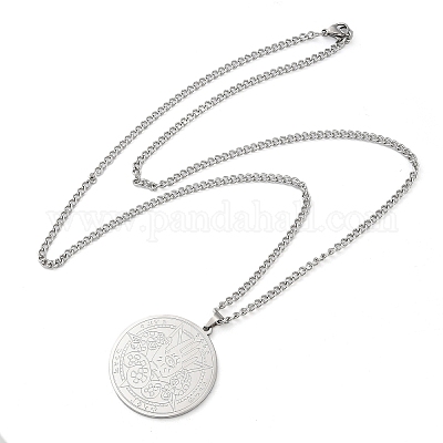 Не тускнеющие ожерелья из нержавеющей стали 304 с подвесками в виде панцирной цепи NJEW-H034-06P-1