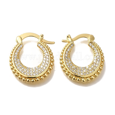 Серьги из латуни с микропаве и прозрачным фианитом EJEW-U011-06G-1