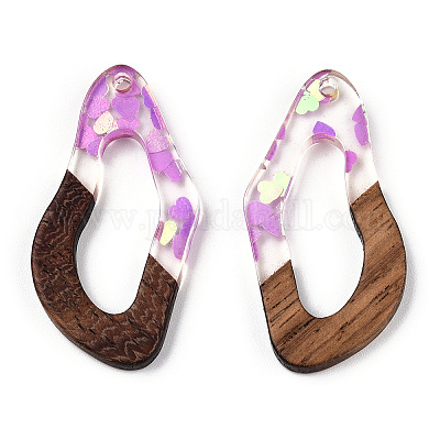 Подвески из прозрачной смолы и ореха RESI-N039-59A-1