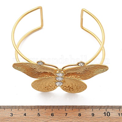 Ионное покрытие (ip) 304 нержавеющая сталь манжеты браслеты для женщин BJEW-A026-06G-1