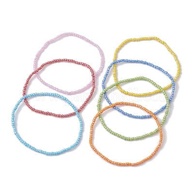 7 шт. браслеты из стеклянных бусин AJEW-AN00580-1
