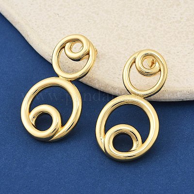 Серьги-гвоздики с круглыми кольцами из латуни EJEW-F389-20G-1