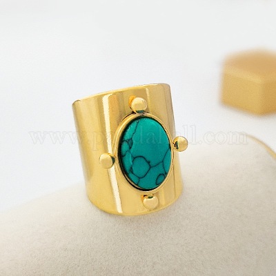 Нержавеющая сталь 204 с манжетными кольцами цвета синтетической бирюзы FS-WG1A4E8-06-1