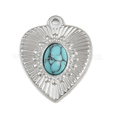 Подвески из синтетической бирюзы из нержавеющей стали 304 STAS-K311-02P-1