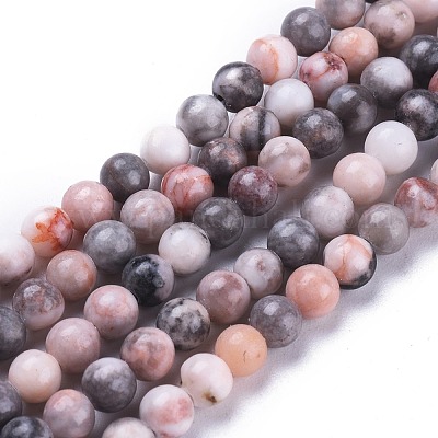 Натуральный розовый зебра яшма бисер прядь G-K410-04-4mm-1