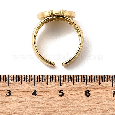 Латунные эмалевые регулируемые открытые манжеты для женщин RJEW-I111-01G-03-1