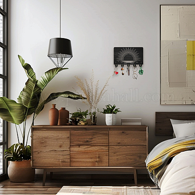 Настенные вешалки из дерева и железа HJEW-WH0055-228-1