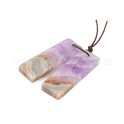 Подвески из натурального аметиста и кружевного агата G-S398-03E-1