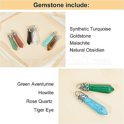 Подвески-пули из натуральных и синтетических драгоценных камней G-NB0001-99P-1