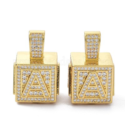 Кулоны из латуни с микропейвом и прозрачным фианитом ZIRC-O045-01G-A-1